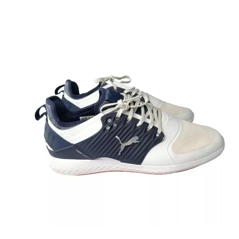 Puma Mens Ignite PWRADAPT Caged Golf Shoes White/Silver/Peacoat 192223-05 Sz 9.5
